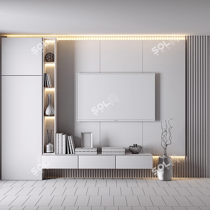 Modern TV Wall Design 3D model image 4