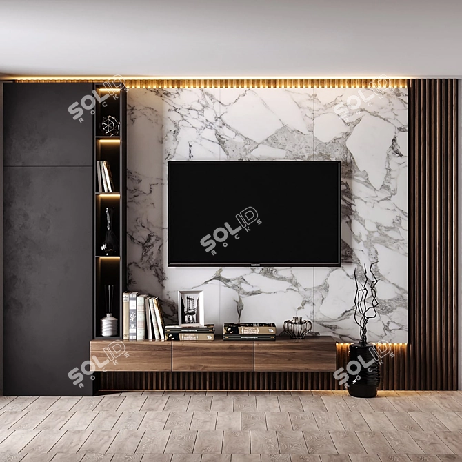 Modern TV Wall Design 3D model image 5