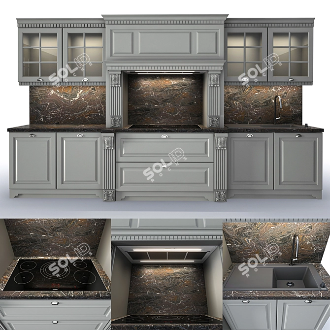 Luxury Neoclassical Kitchen: Customizable Design & Premium Appliances 3D model image 2