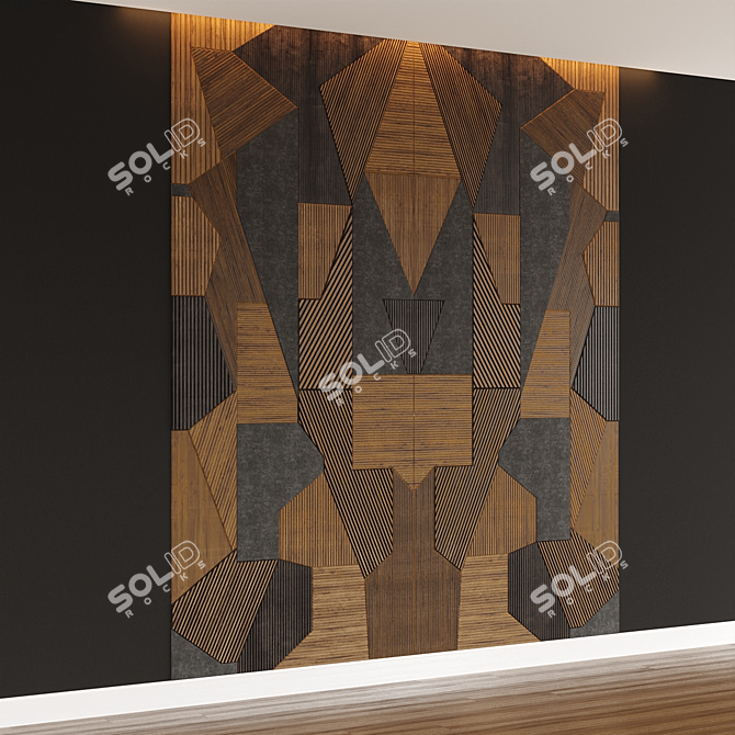 Gray Panel MDF Headboard: Stylish Wall Decor 3D model image 2