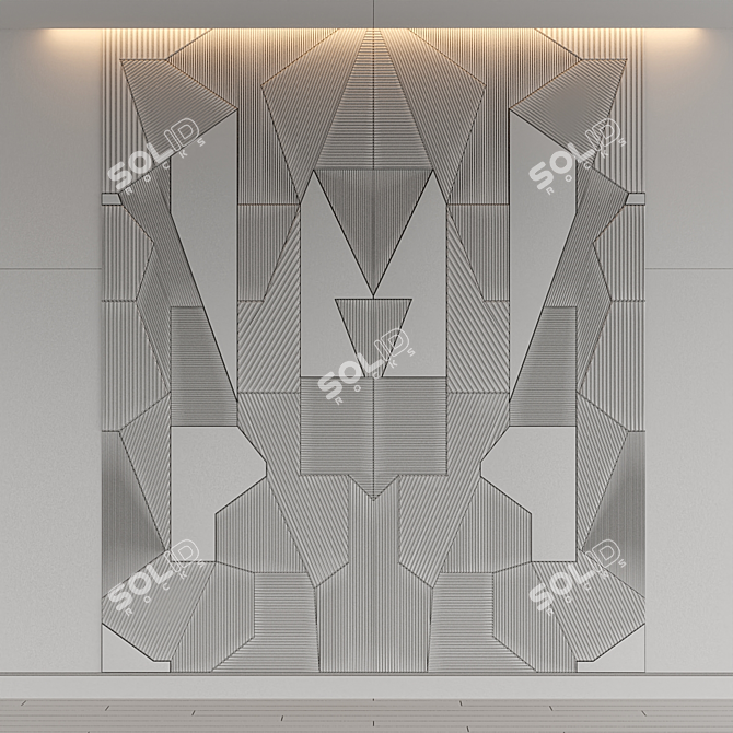 Gray Panel MDF Headboard: Stylish Wall Decor 3D model image 4