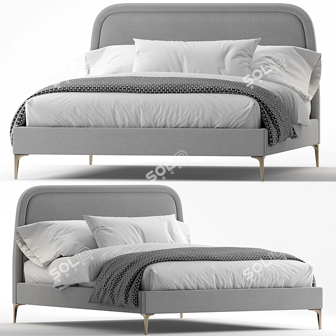 West Elm Camilla Queen Bed Metal Legs 3D model image 1