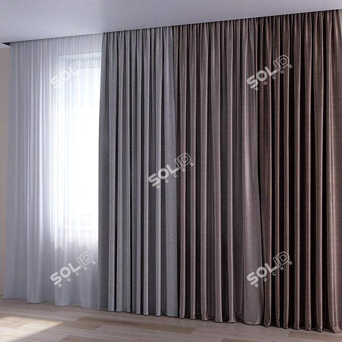 Tulle Curtains for Elegant Windows 3D model image 2