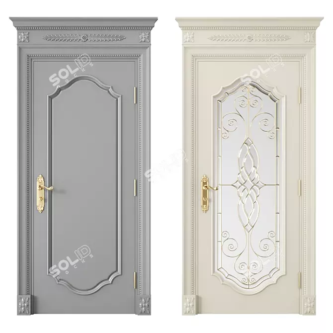 Modern UV Mapped Interior Door 3D model image 1