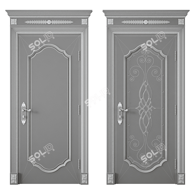 Modern UV Mapped Interior Door 3D model image 4