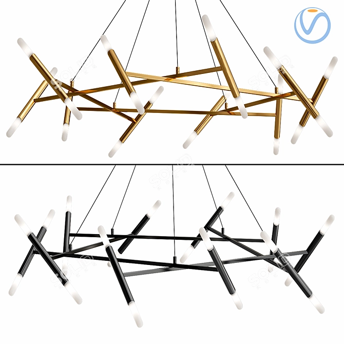 Luxury Pentagon Chandelier 3D model image 1