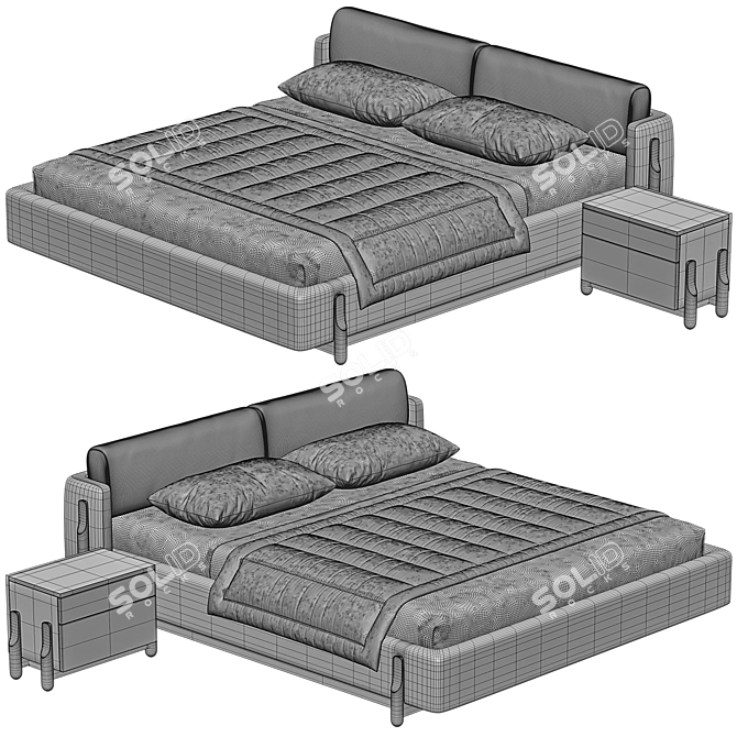 Elegant Modern Zegen Bed 3D model image 4