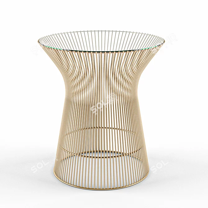 Elegant Crystal Steel Side Table 3D model image 1