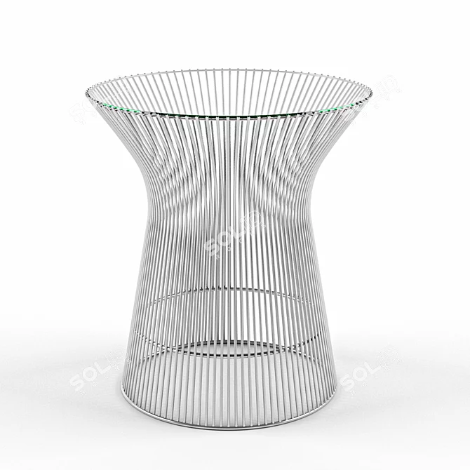 Elegant Crystal Steel Side Table 3D model image 2