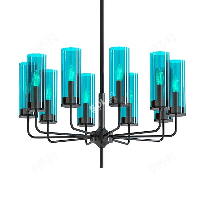 Blue Glass Tube Chandelier - Mesmerizing Lighting Delight 3D model image 1