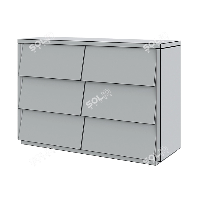 Black Bedroom Chest of Drawers with Mirror Insets 3D model image 2