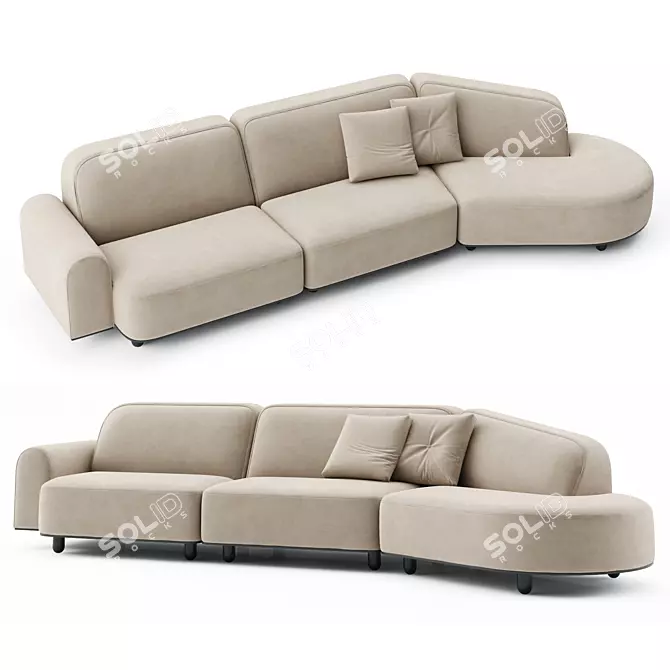 Sleek Curve Sofa: Vladimir Kagan 3D model image 3