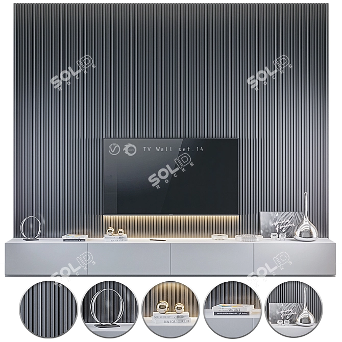 Modern TV Wall Mount Set 3D model image 1