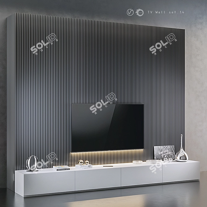 Modern TV Wall Mount Set 3D model image 2