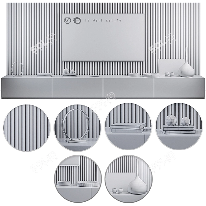 Modern TV Wall Mount Set 3D model image 3