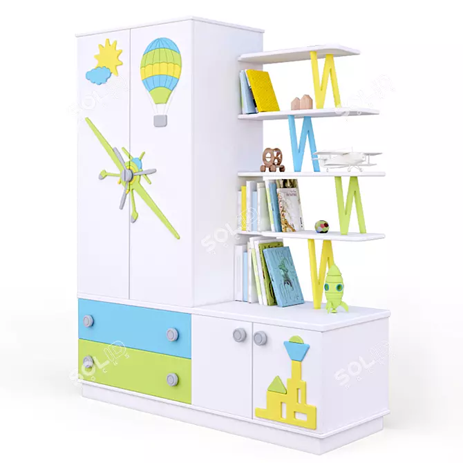 Aviator Enamel Children's Cabinet: Functional & Stylish 3D model image 1