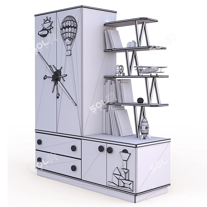 Aviator Enamel Children's Cabinet: Functional & Stylish 3D model image 2