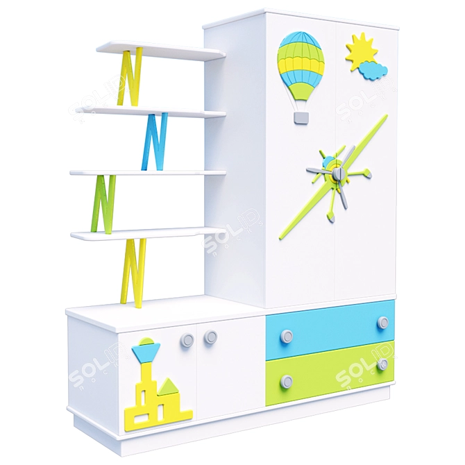 Aviator Enamel Children's Cabinet: Functional & Stylish 3D model image 3