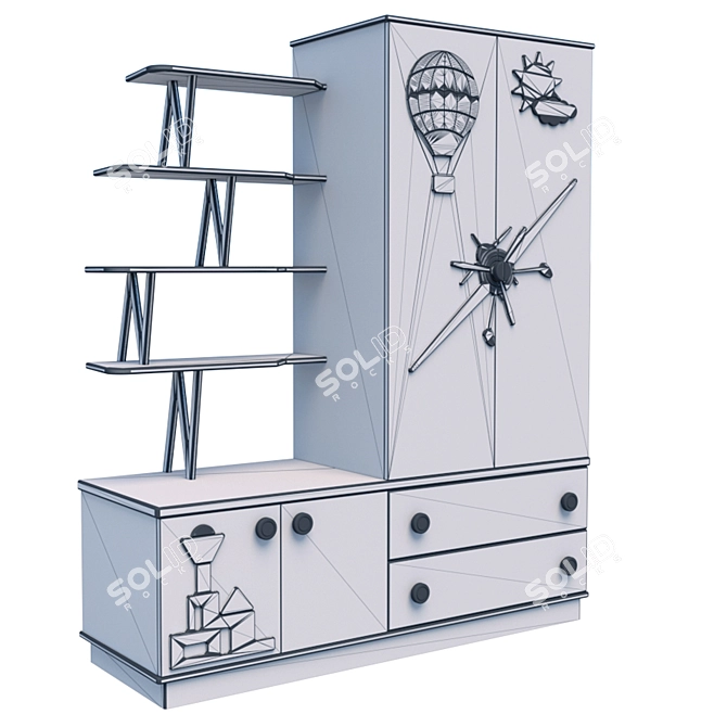 Aviator Enamel Children's Cabinet: Functional & Stylish 3D model image 4