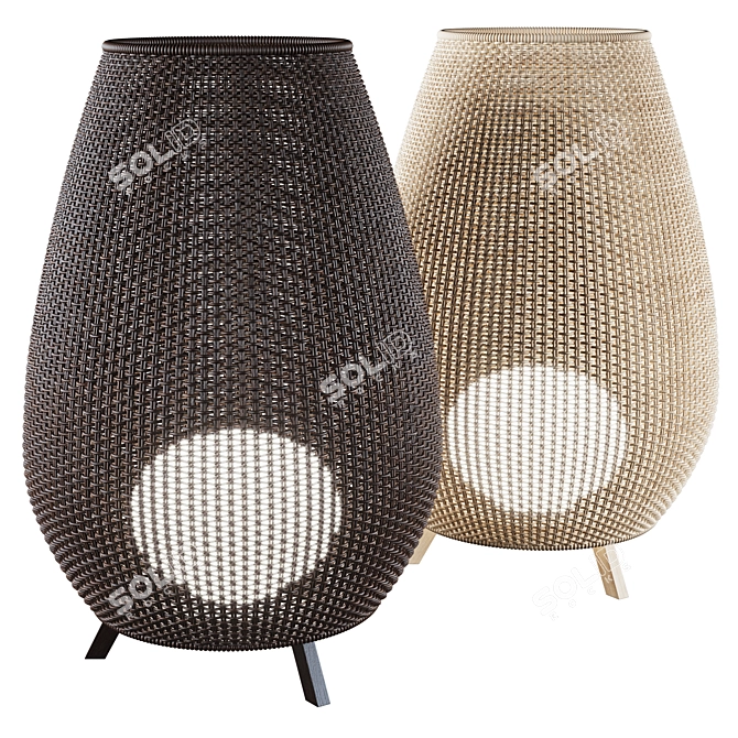 Rattan Outdoor Floor Lamp 3D model image 1