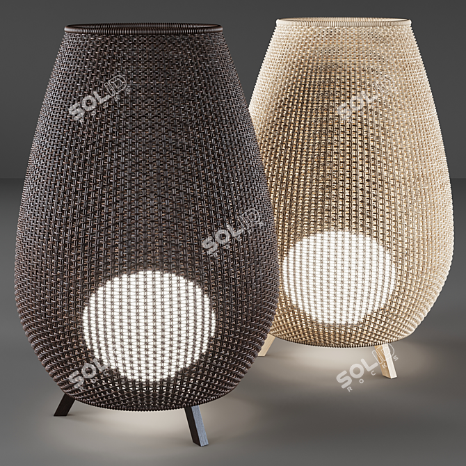 Rattan Outdoor Floor Lamp 3D model image 2