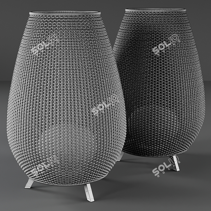 Rattan Outdoor Floor Lamp 3D model image 3