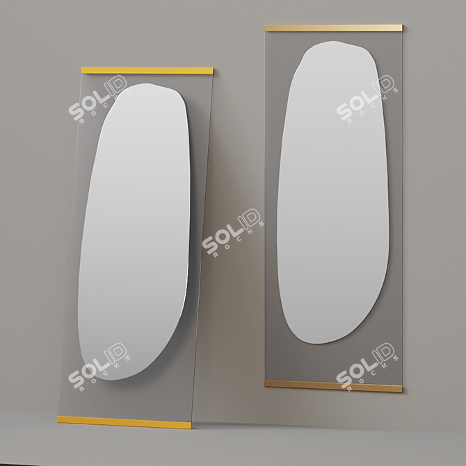 Organic Reflection: Japanese Inspired Mirror 3D model image 3