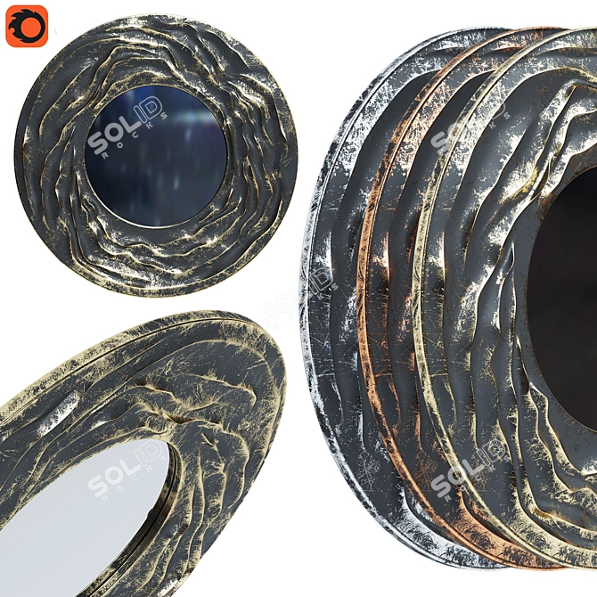 Elegant Round Decorative Mirror 3D model image 1