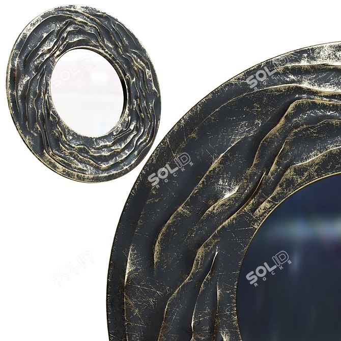 Elegant Round Decorative Mirror 3D model image 2