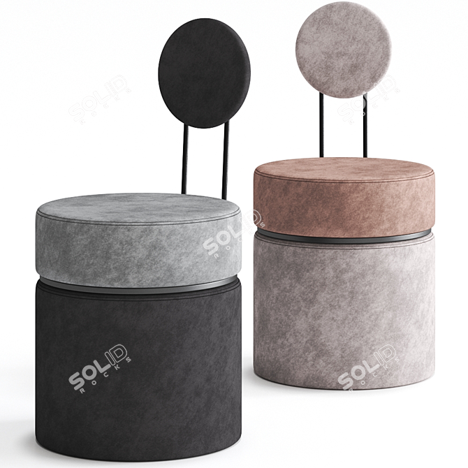 Modern Stool with Backrest 3D model image 2