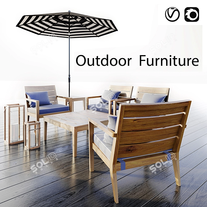 Regatta Natural Outdoor Furniture Set 3D model image 1