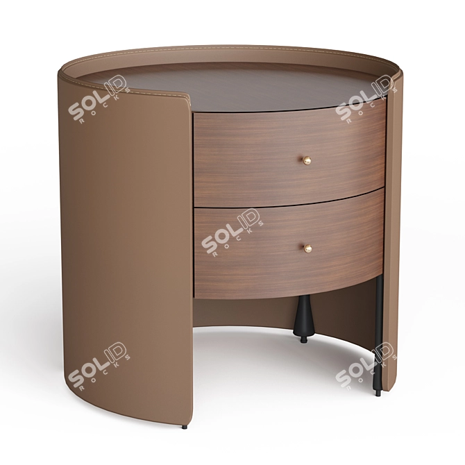 Elegant Walnut Leather Sideboard 3D model image 1