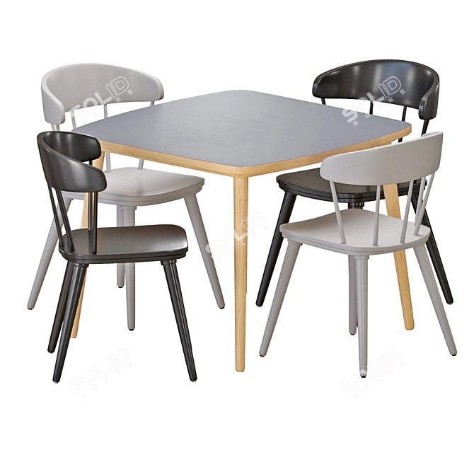 OMTÄNKSAM Table and Chairs Set 3D model image 1
