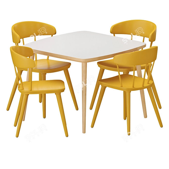OMTÄNKSAM Table and Chairs Set 3D model image 2