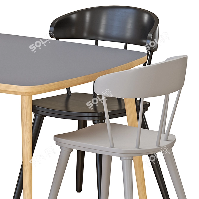 OMTÄNKSAM Table and Chairs Set 3D model image 5