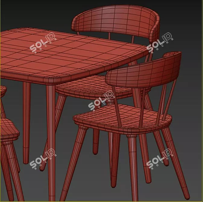 OMTÄNKSAM Table and Chairs Set 3D model image 6