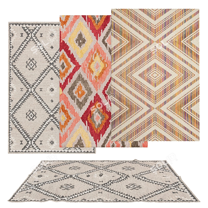 Versatile 6-Piece Rug Set: VRayFur, V-Ray & Corona Materials - 3D Model 3D model image 1