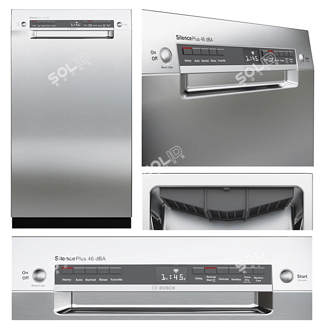 Bosch Dishwasher Collection: Sleek Stainless Steel 3D model image 2