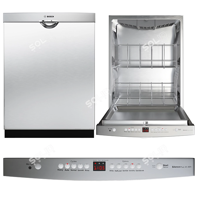 Bosch Dishwasher Collection: Sleek Stainless Steel 3D model image 3