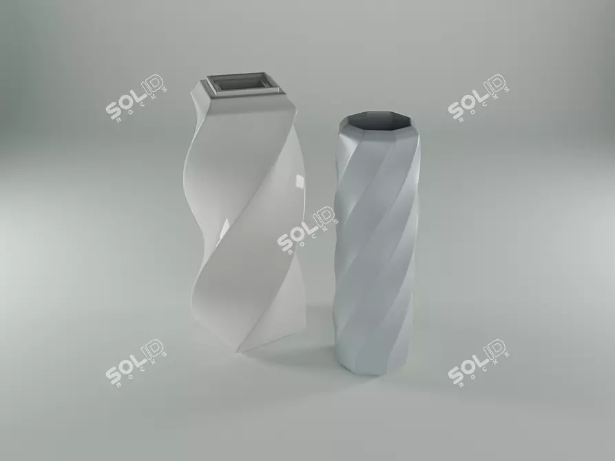 Elegant Duo: Two Fantastic Vases 3D model image 1