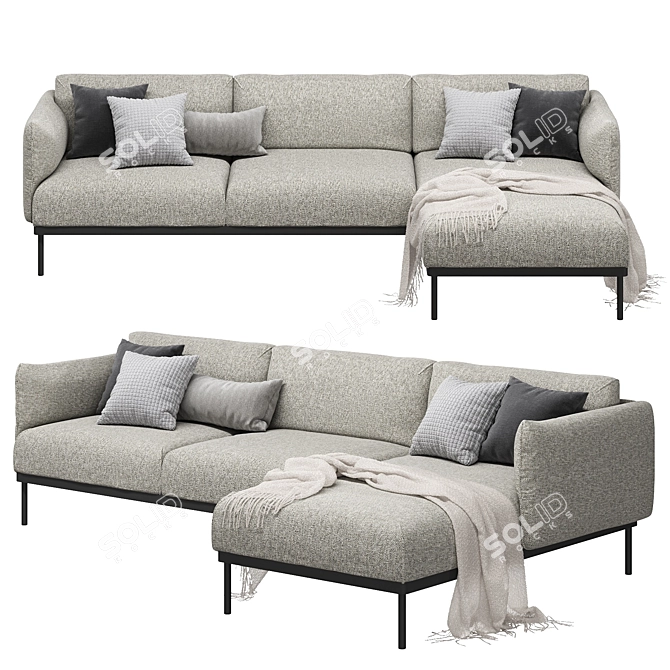 Ikea Äpplaryd 3-Seater Sofa with Chaise Longue 3D model image 2