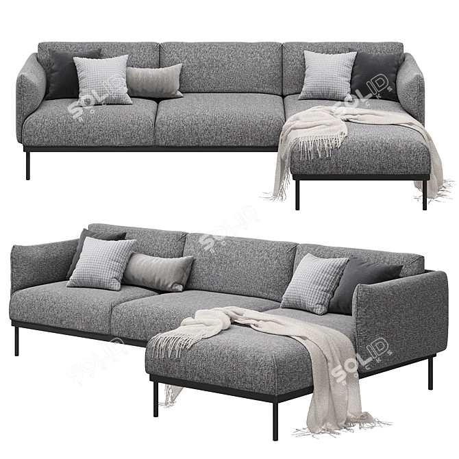 Ikea Äpplaryd 3-Seater Sofa with Chaise Longue 3D model image 3