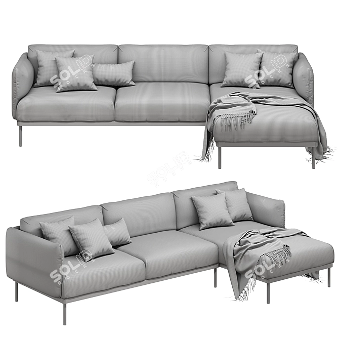 Ikea Äpplaryd 3-Seater Sofa with Chaise Longue 3D model image 7