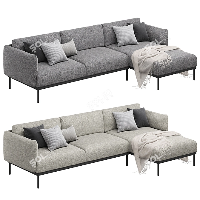 Ikea Äpplaryd 3-Seater Sofa with Chaise Longue 3D model image 9