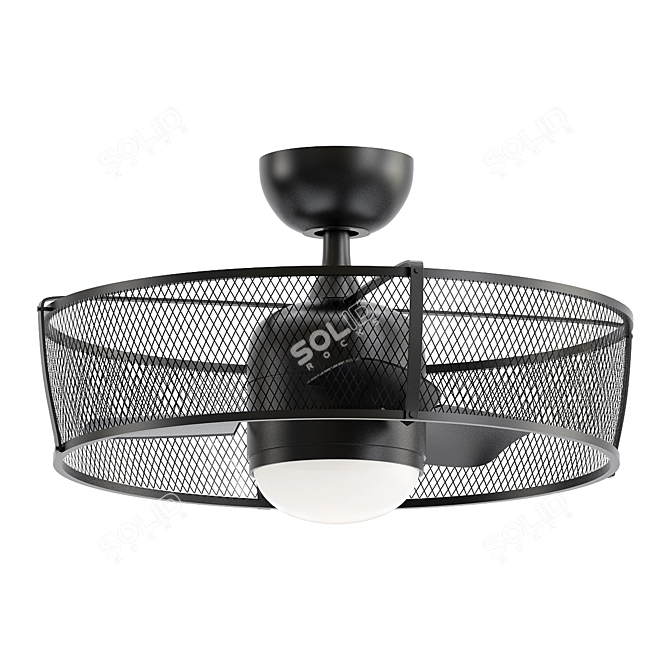 Sophisticated Perforated Steel Ceiling Fan 3D model image 1