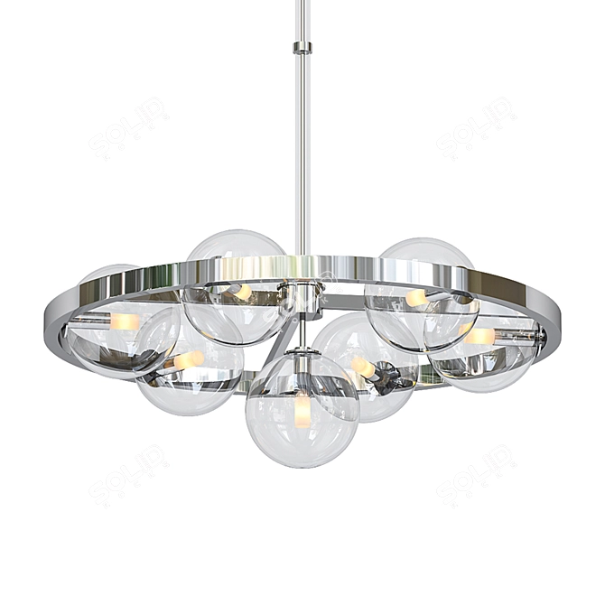 Modern Chrome Chandelier with Clear Glass 3D model image 1