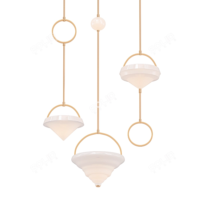 Elegant Satin Khora Chandelier 3D model image 1