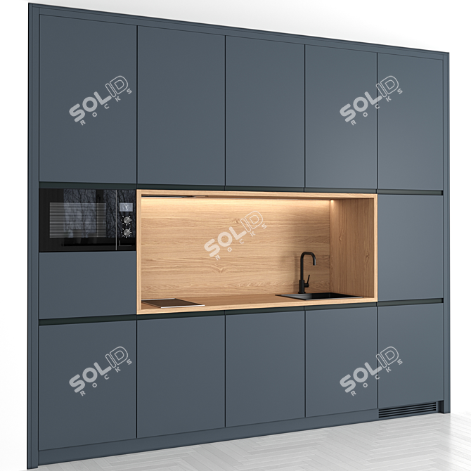 Modern Small Kitchen Set - High-Quality Render-Ready Modules 3D model image 3