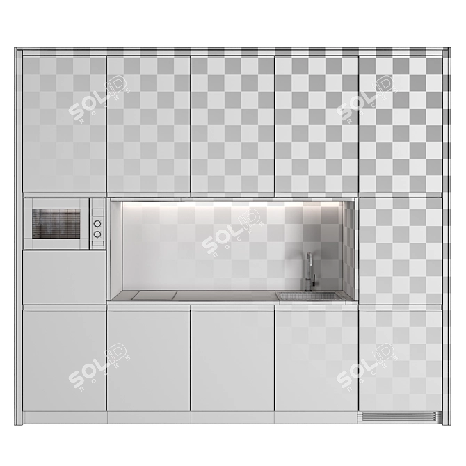 Modern Small Kitchen Set - High-Quality Render-Ready Modules 3D model image 4