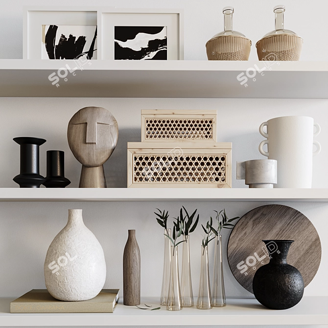 Elegant Shelf Decor Set 3D model image 1